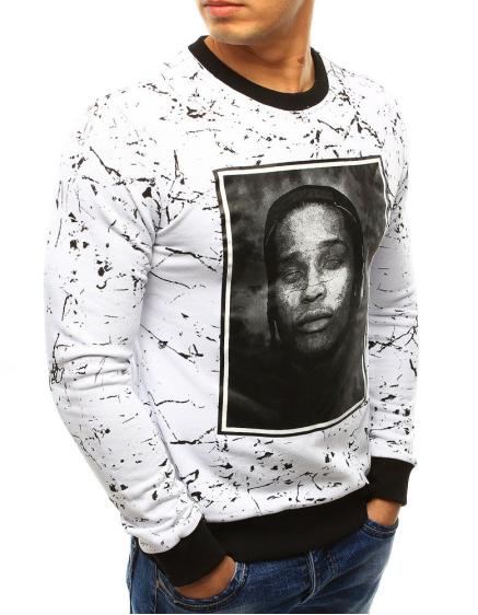 Férfi stílusos melegítő pulóver fehér