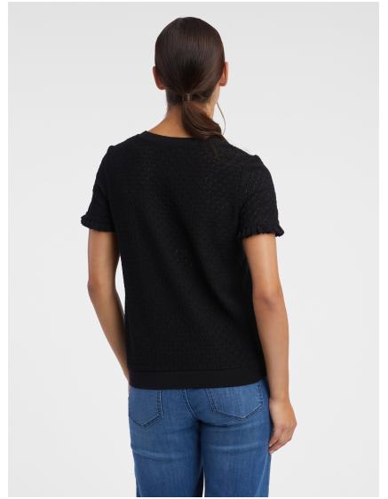 Čierna dámska vzorovaná pletená košeľa