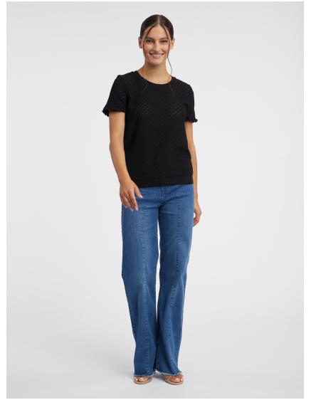 Čierna dámska vzorovaná pletená košeľa