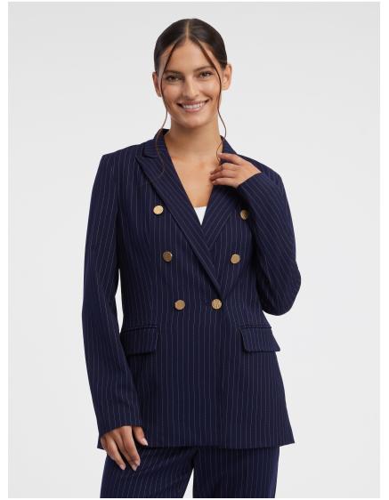 Tmavomodrá dámska pruhovaná bunda