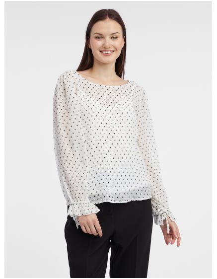 Biela dámska bodkovaná blúzka