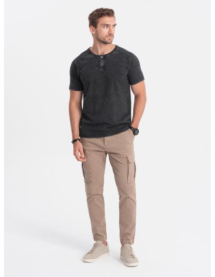 Férfi henley póló fekete V1 S1757