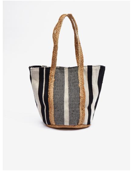Fehér és fekete női csíkos táska