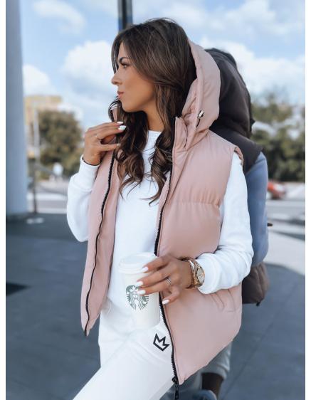 Dámska prešívaná vesta s kapucňou POPLAR ružová