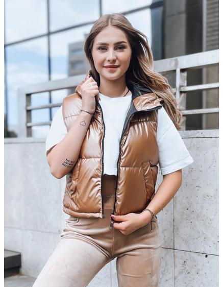 Női steppelt mellény ASHE sötét bézs