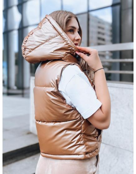 Női steppelt mellény ASHE sötét bézs