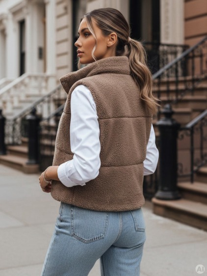 Dámska vesta z ovčej kože a'la BEEWARM camel – fotografie produktu 3