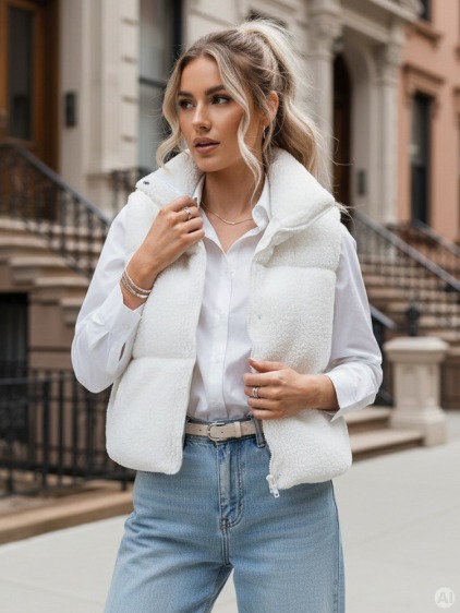 Dámska vesta a'la Lambskin BEEWARM krémová – fotografie produktu 2
