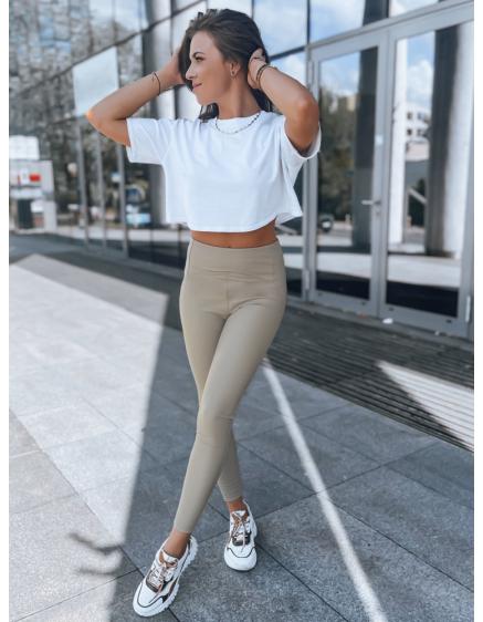 Dámské voskované legíny s vysokým pasem WAXED CHIC béžová barva