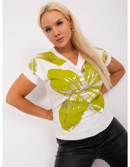 Női nyomtatott blúz plus size CUTH ecru-khaki