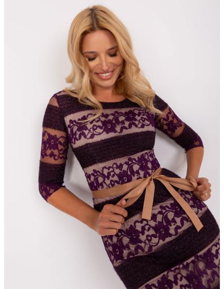 Dámské šaty s páskem RIMA fialové