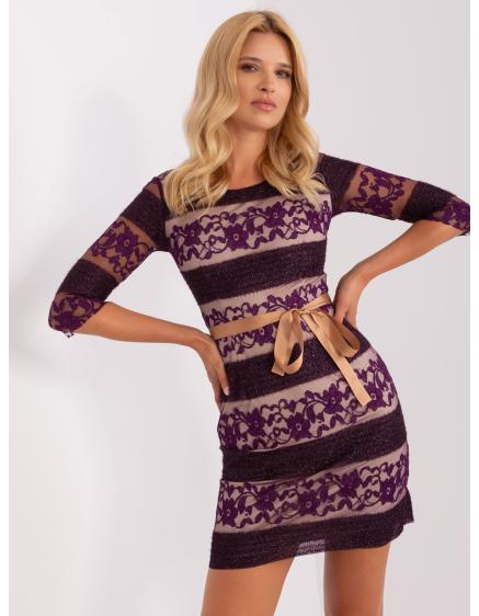 Dámské šaty s páskem RIMA fialové