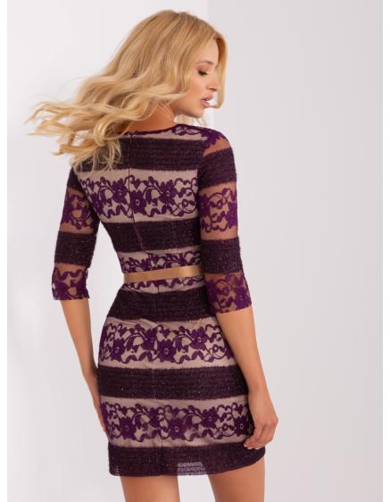 Dámské šaty s páskem RIMA fialové