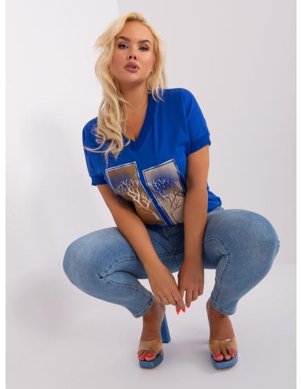 Dámska plus size blúzka s krátkym rukávom VIA cobalt