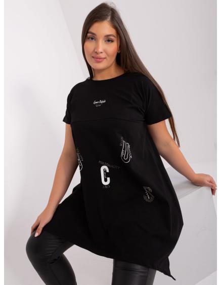 Női rövid ujjú plus size blúz MALVINA fekete