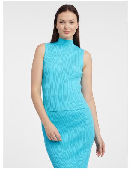 Modré dámske tričko so svetrom