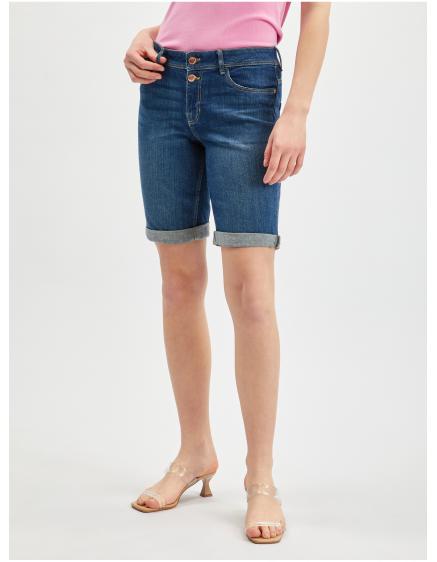 Tmavomodré dámske džínsové šortky
