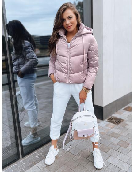 Női rövid télikabát LOLAROSE rózsaszín