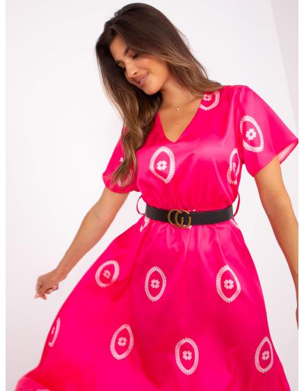 Dámské šaty vzorované koktejlové INIA tmavě růžové 
