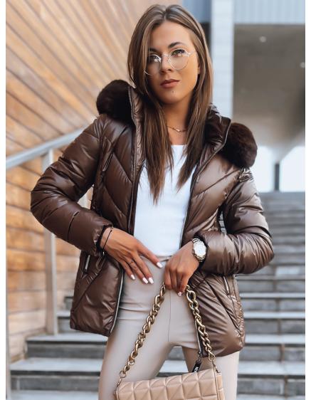 Dámska zimná prešívaná bunda HAZEL SOFT kávová