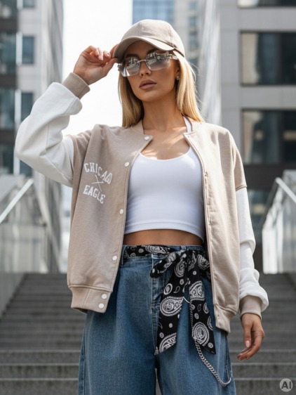 Dámska bunda bomber OLDSCHOOL CHICAGO tmavá béžová
