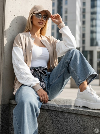 Dámska bunda bomber OLDSCHOOL CHICAGO tmavá béžová – fotografie produktu 3