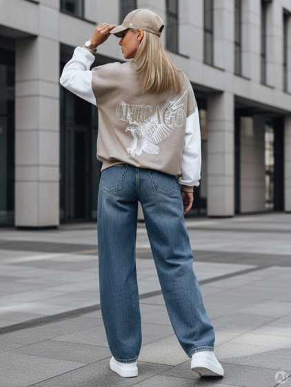 Dámska bunda bomber OLDSCHOOL CHICAGO tmavá béžová – fotografie produktu 4