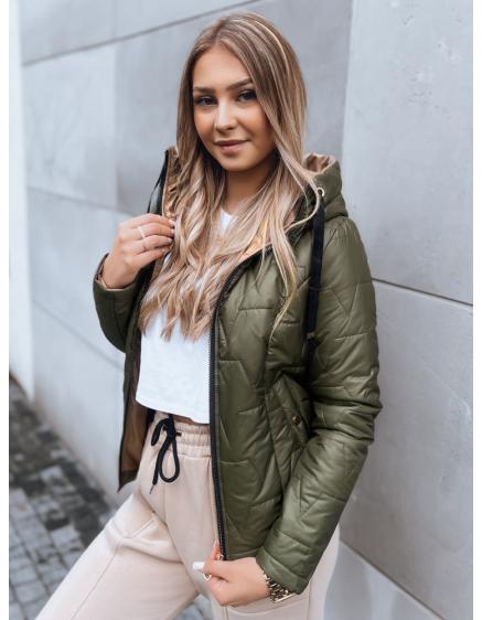 Női őszi steppelt dzseki LOVE YOU zöld