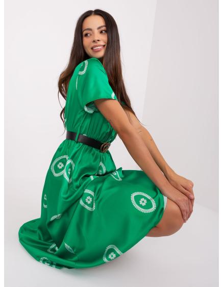 Dámské šaty s potiskem midi koktejlové XIKA zelené  
