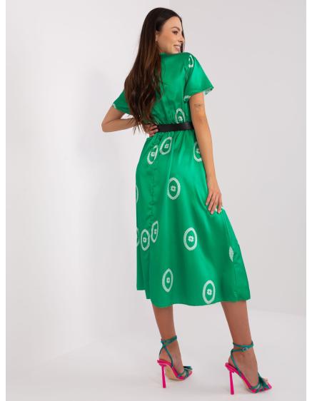 Dámské šaty s potiskem midi koktejlové XIKA zelené  
