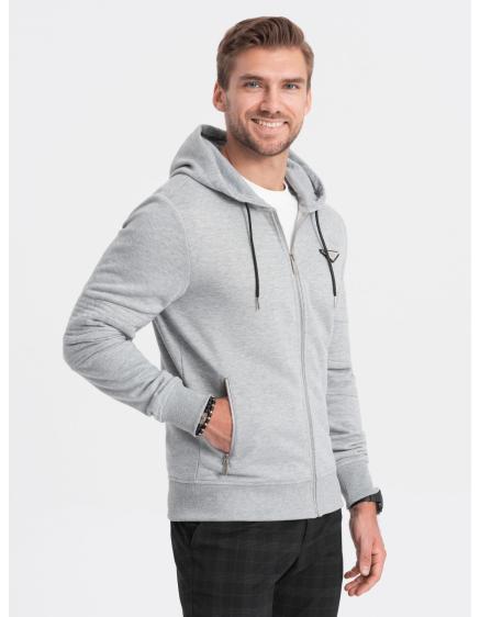 Férfi cipzáras kapucnis pulóver V2 OM-SSZP-22SS-010 szürke melange