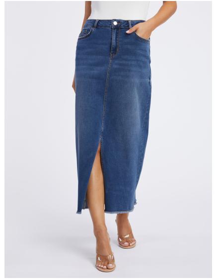 Modrá dámská džínová maxi sukně
