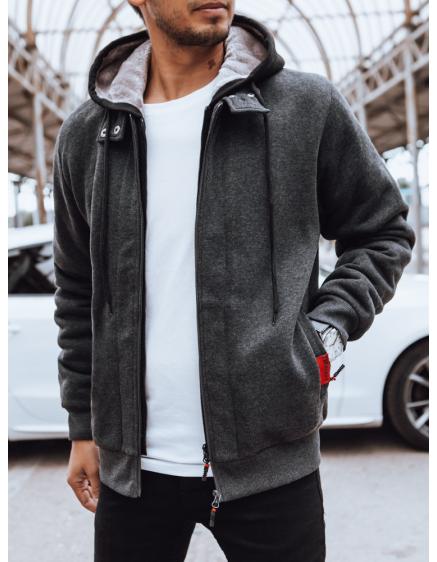 Férfi szigetelt kapucnis pulóver RES sötétszürke