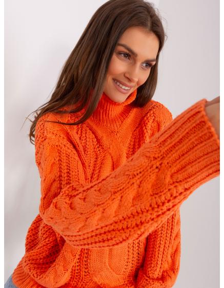 Dámský svetr s plédy oversize ABBEY oranžový