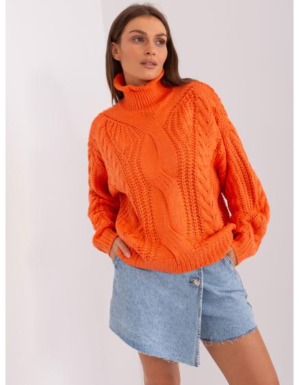 Dámský svetr s plédy oversize ABBEY oranžový