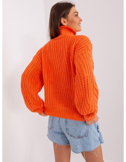 Dámský svetr s plédy oversize ABBEY oranžový