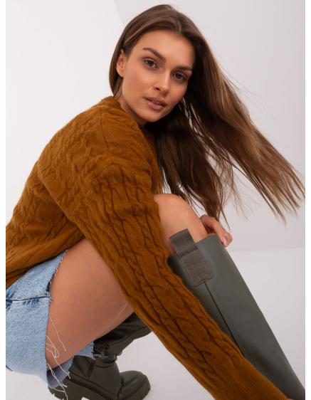 Dámský svetr s plédy ABBEY světle hnědý 