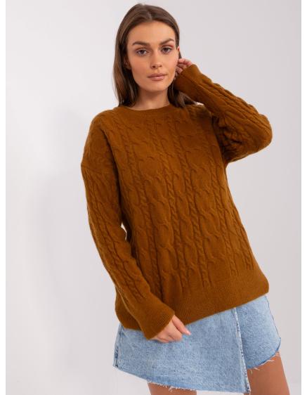 Dámský svetr s plédy ABBEY světle hnědý 