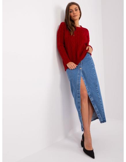 Női kockás hosszú ujjú pulóver ACROY burgundi