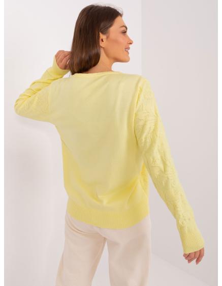 Dámský svetr s dlouhým rukávem ADALD světle žlutý 