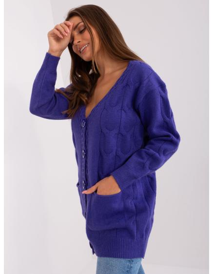Dámsky veľký sveter na gombíky ADOR fialový