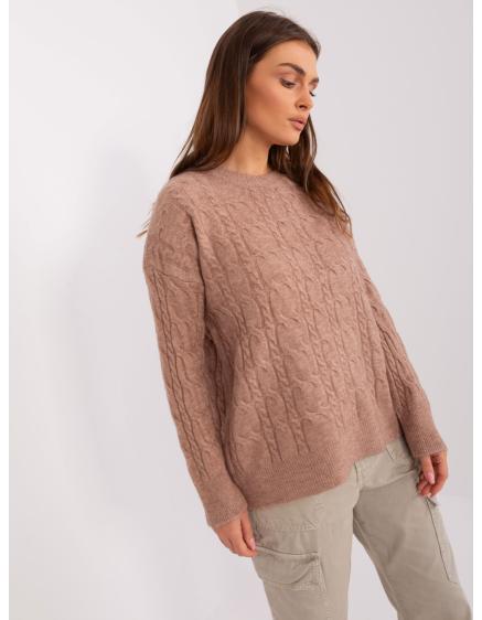 Dámský svetr s plédy AJSA tmavě béžový 