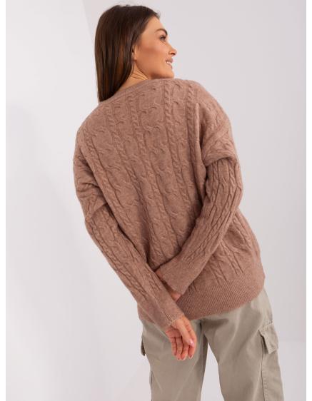 Dámský svetr s plédy AJSA tmavě béžový 