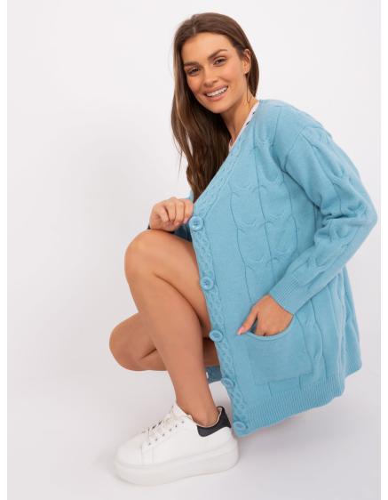 Dámsky sveter s vreckami AKON svetlomodrý