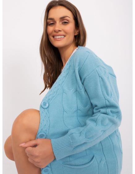 Dámsky sveter s vreckami AKON svetlomodrý