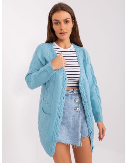 Dámsky sveter s vreckami AKON svetlomodrý