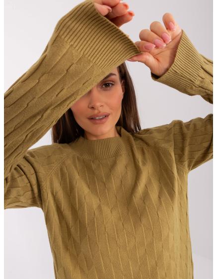 Dámský svetr s klasickým vzorem ALI olivově zelený 