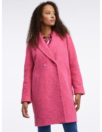 Sötét rózsaszín női kabát gyapjú keverékkel