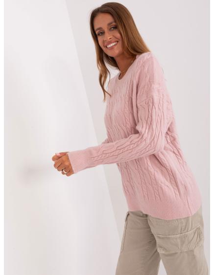 Dámsky sveter s károvaným vzorom BRADA svetloružový