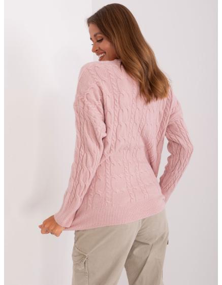 Dámsky sveter s károvaným vzorom BRADA svetloružový